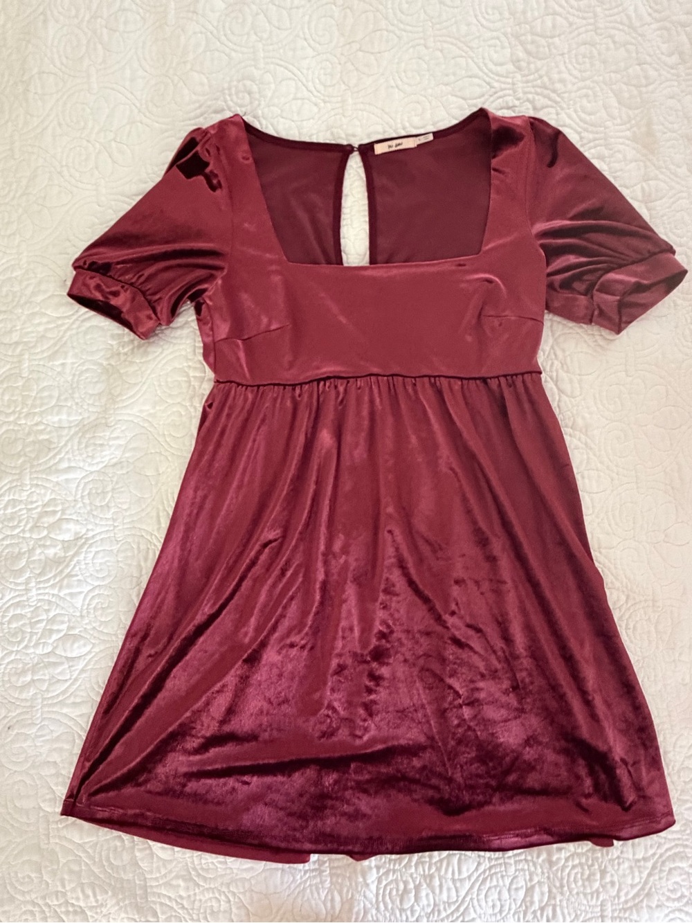 Deep red velvet baby doll dress
